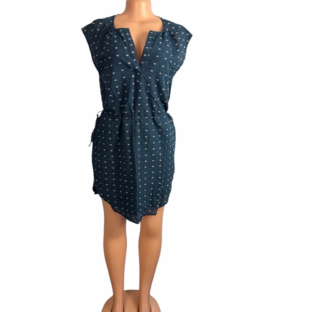 Loft Blue Sleeveless Tie-Waist Shirtdress - Picture 4 of 9